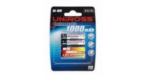 4 Stk. AAA-1000mAh Uniross genopladelige batterier