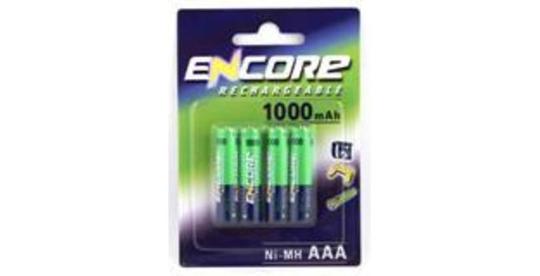 4 Stk. AAA, 1000mAh genopladelige Encore batterier